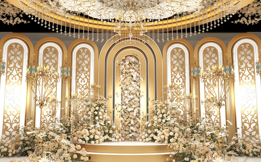 乐山香槟色调婚礼堂效果展示